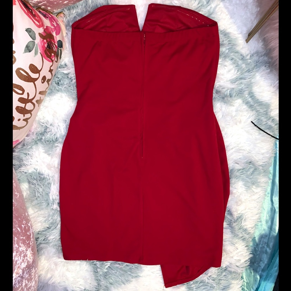 Red•Strapless•Wrap•Mini Dress✨New - Picture 3 of 4